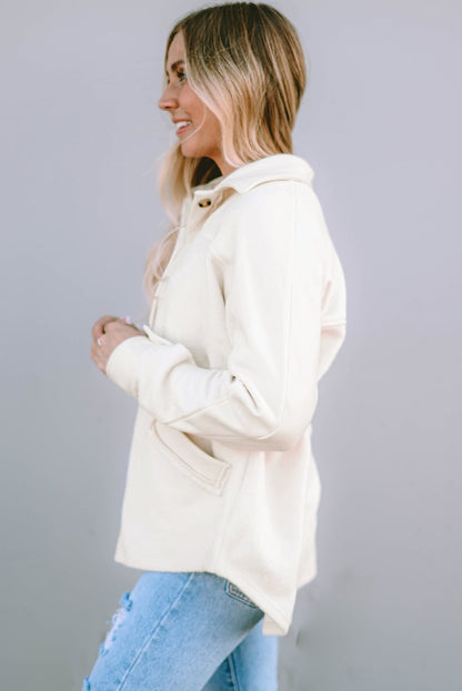 Stitching Pocket Raw Hem Shacket