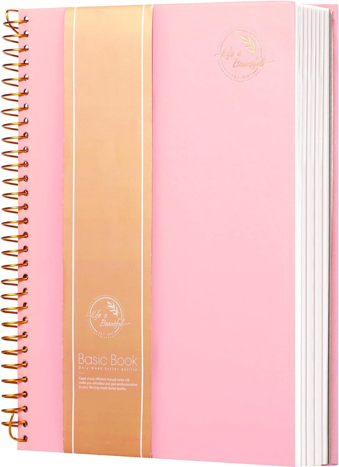 Hardcover Spiral Notebook,300 Pages College Ruled Notebooks,7” X 10”Large Spiral Journal,B5 Hard Cover Notebooks for Work Writing School,B5 Pink