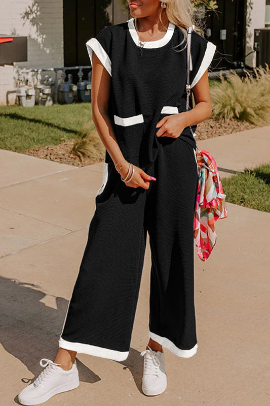 Black Color Block Pocket Set