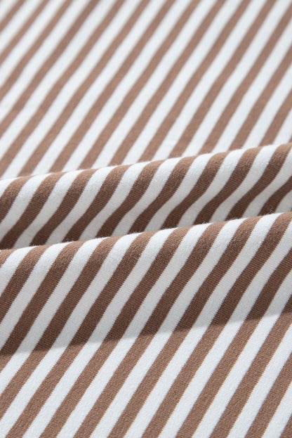 Khaki stripe pattern on fabric for patchwork T-shirt.