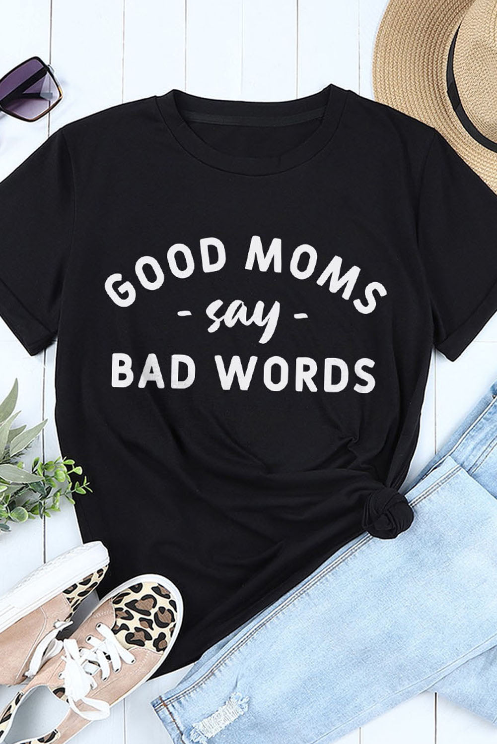 Black Good Moms Say Bad Words Graphic T Shirt