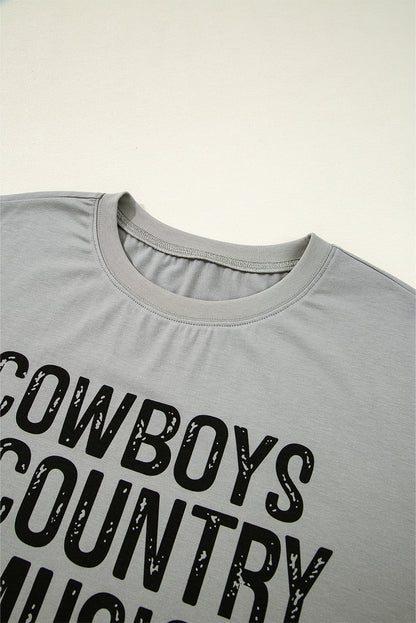T-shirt ras du cou graphique High Cowboys &amp; Country Music – Ambiance western, style quotidien