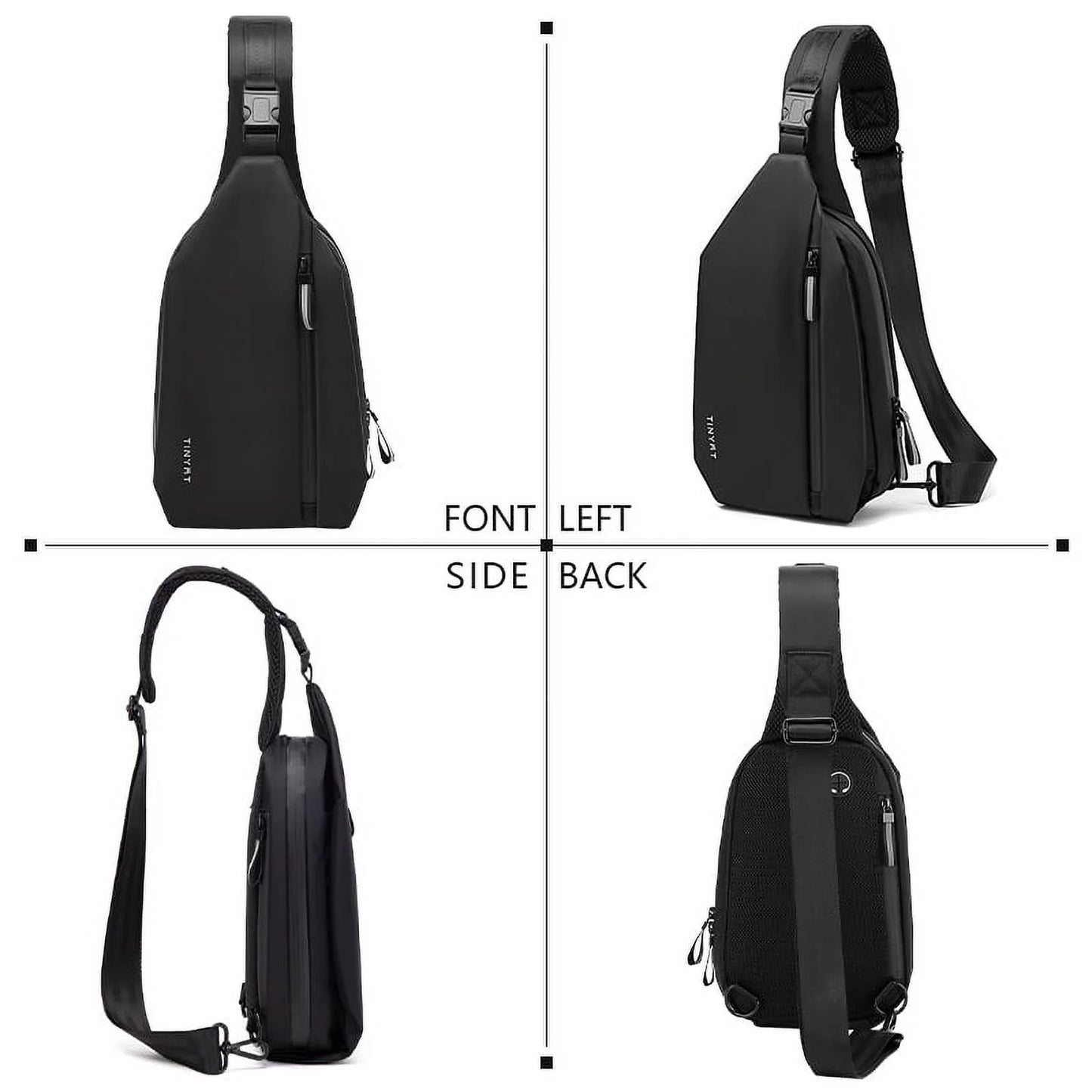 Crossbody Bag for Men Black Sling Bag anti Theft Waterproof Shoulder Backpack for Outdoor Hiking