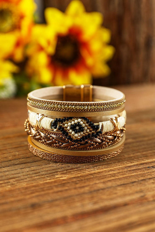 Bracelet à boucle magnétique avec perles en strass multicolores