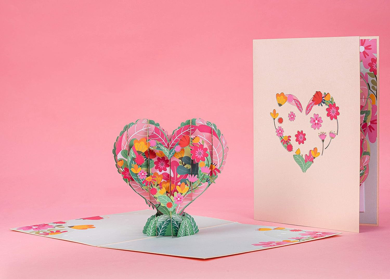 3D Pop up Card, Flower Heart, Handmade Popup Greeting Cards, for Thinking of You, Thanks You, Just Because, Birthday, Mother'S Day, Valentine'S Day, All Occasion, 5" X 7"