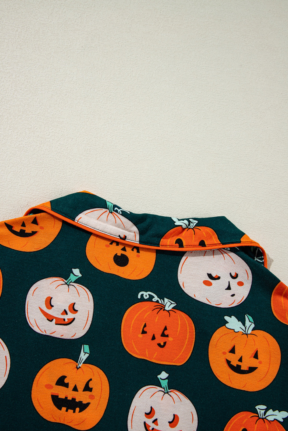 Black Halloween Pattern Short Sleeve Shirt Pajama Set