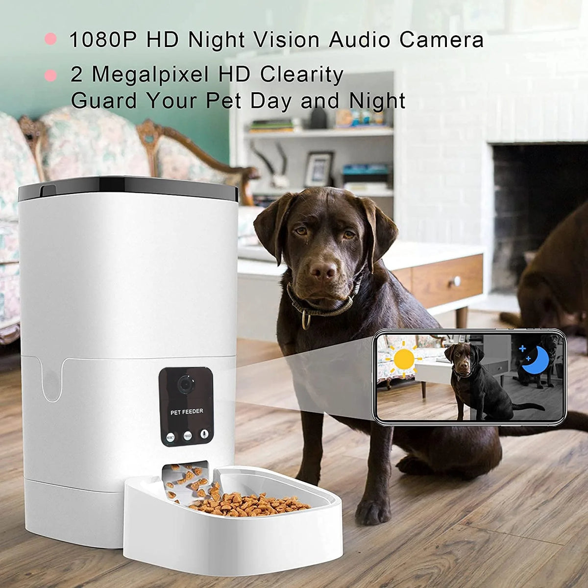 Automatic Pet Feeder for Cats and Dogs,Camera,App Control,Voice Recorder,Timed Feeder