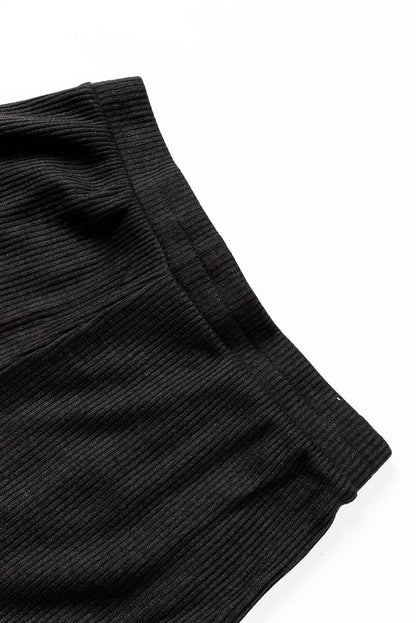 Brown Ribbed Knit Collared Henley Top