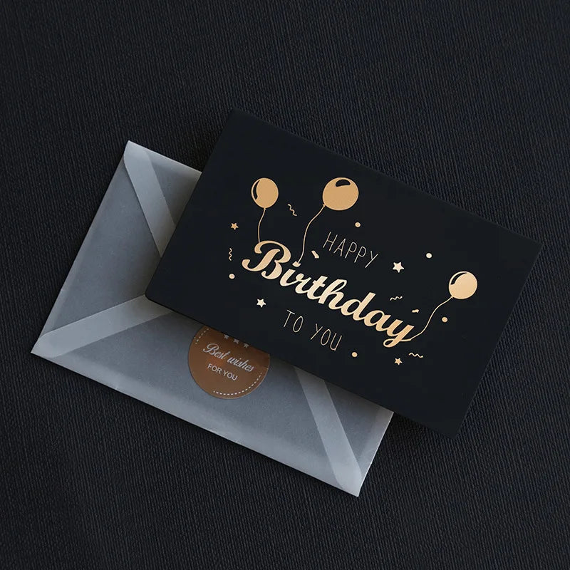 6Pcs/Lot Resto Luxury Gold Foil Business Cards Thank You Greeting Cards with Envelope and Seal Postcard for Birthday Gift