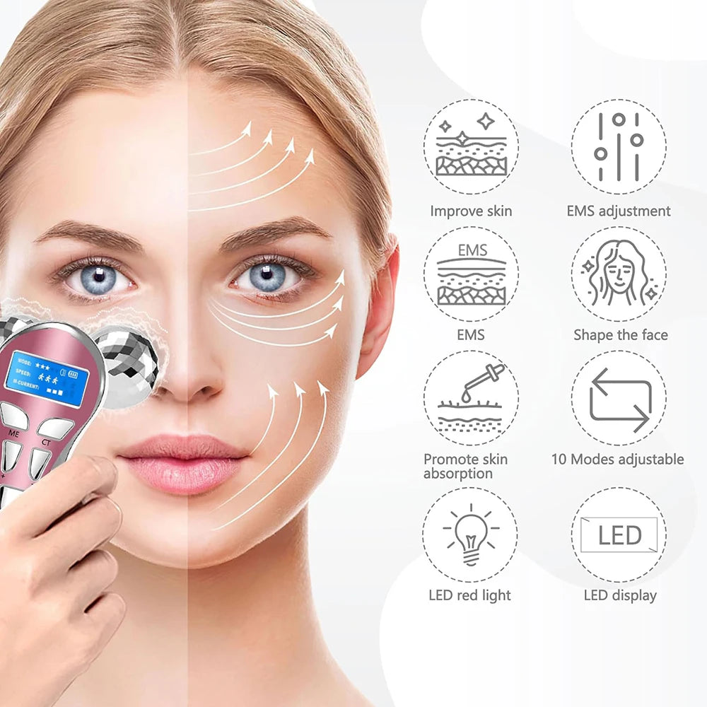 4D EMS Face Massager Roller Microcurrent Vibration Facial