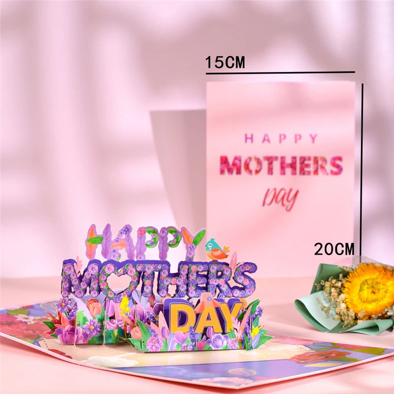 3D Pop up Mothers Day Cards Gifts Floral Bouquet Greeting Cards Flowers for Mom Wife Birthday Sympathy Get Well