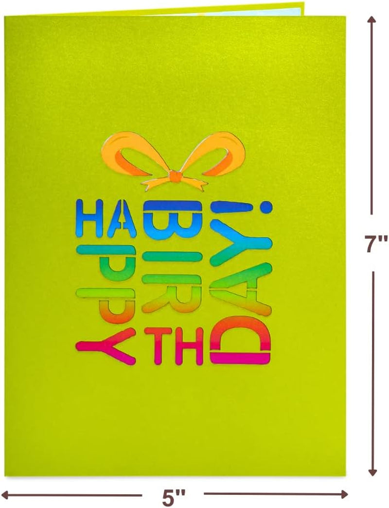 3D Pop up Birthday Card, Happy Birthday Pop up Card (Neon Green), for Men Women Him Her Boy Girl Kids Adults, 5" X 7"