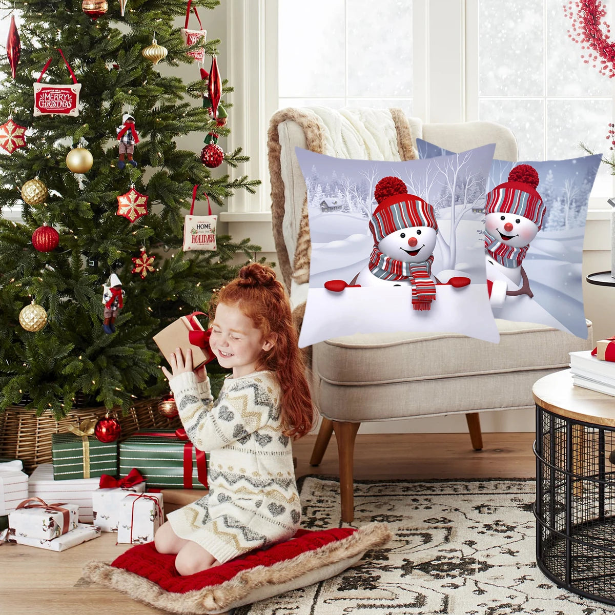 Snowman Christmas Cushion Cover