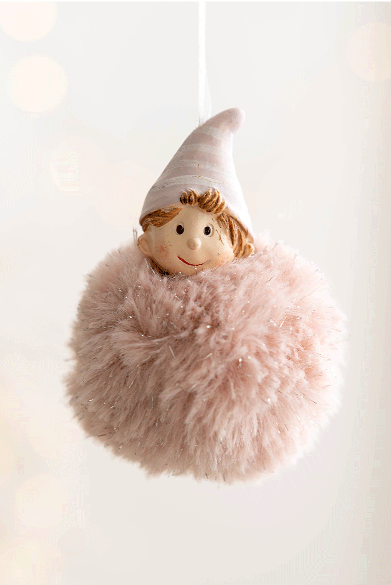 Pink Stuffed Angel Girl Tree Ornament