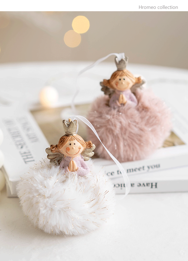 Pink Stuffed Angel Girl Tree Ornament