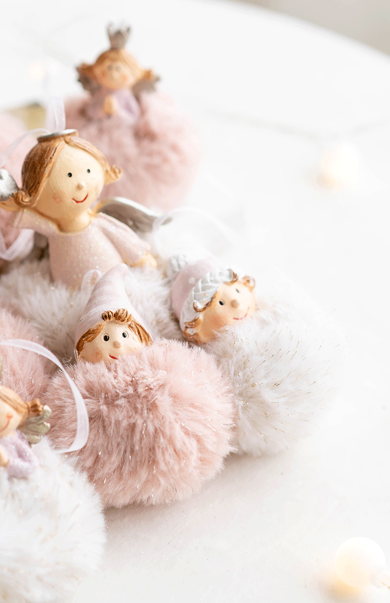 Pink Stuffed Angel Girl Tree Ornament