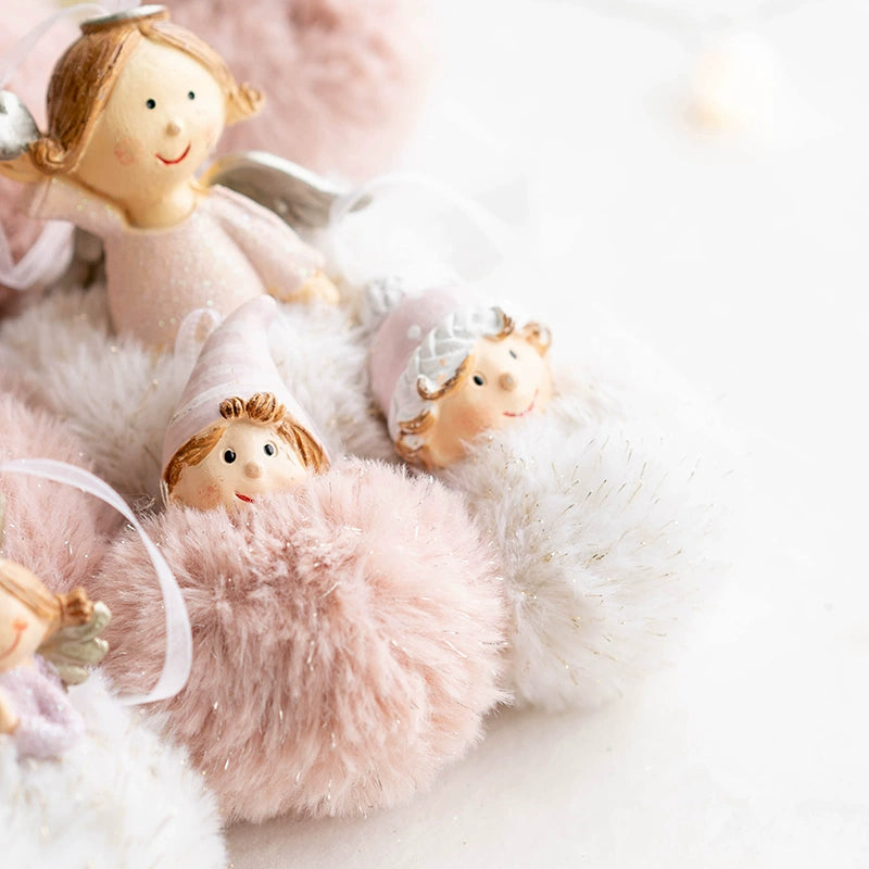 Pink Stuffed Angel Girl Tree Ornament