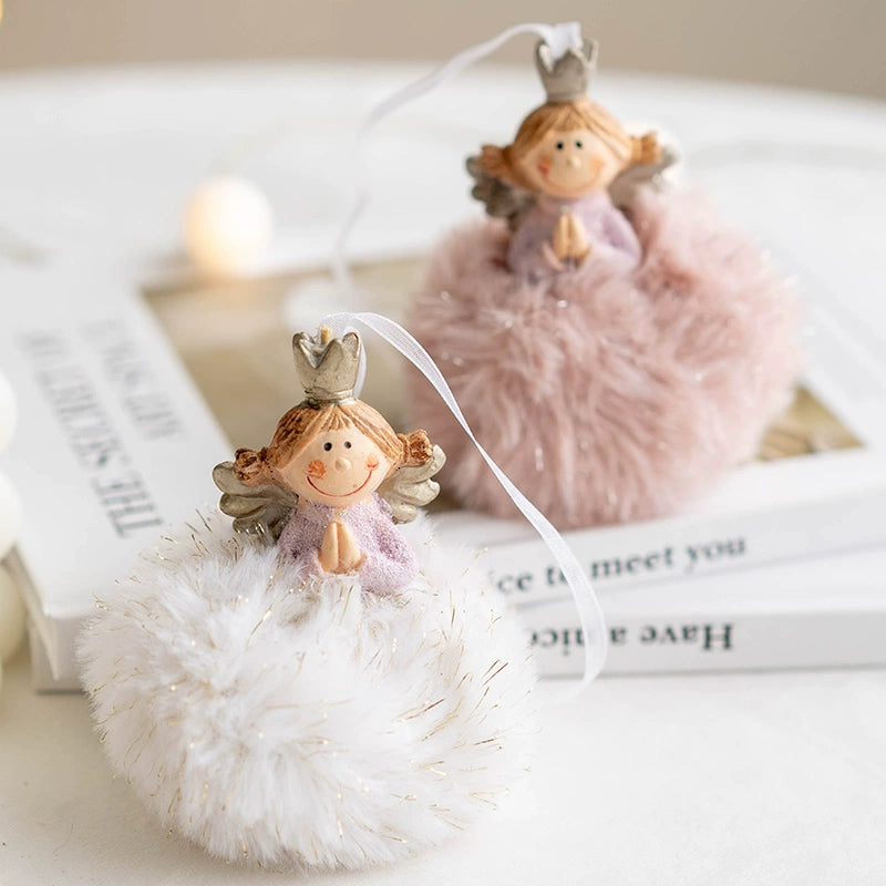 Pink Stuffed Angel Girl Tree Ornament