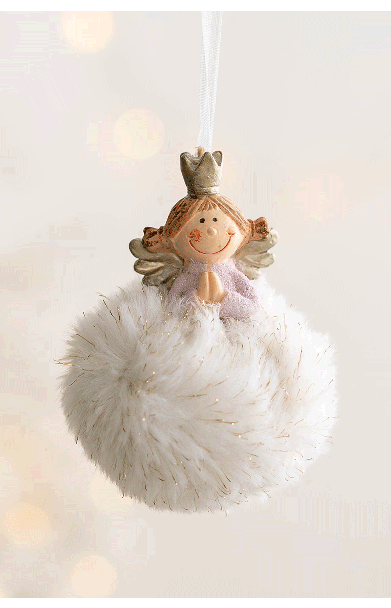 Pink Stuffed Angel Girl Tree Ornament