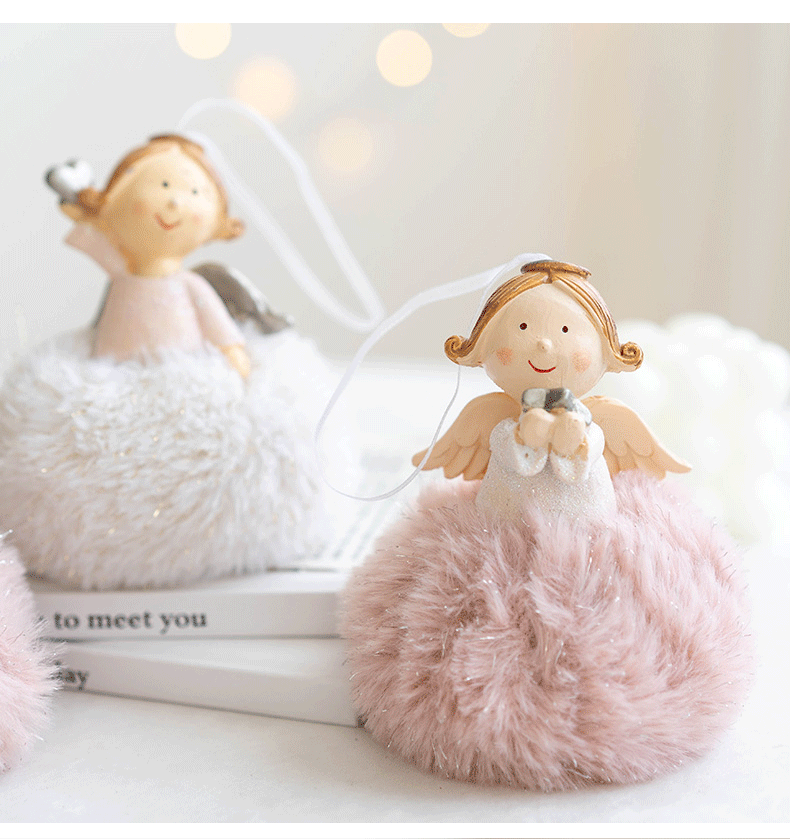 Pink Stuffed Angel Girl Tree Ornament