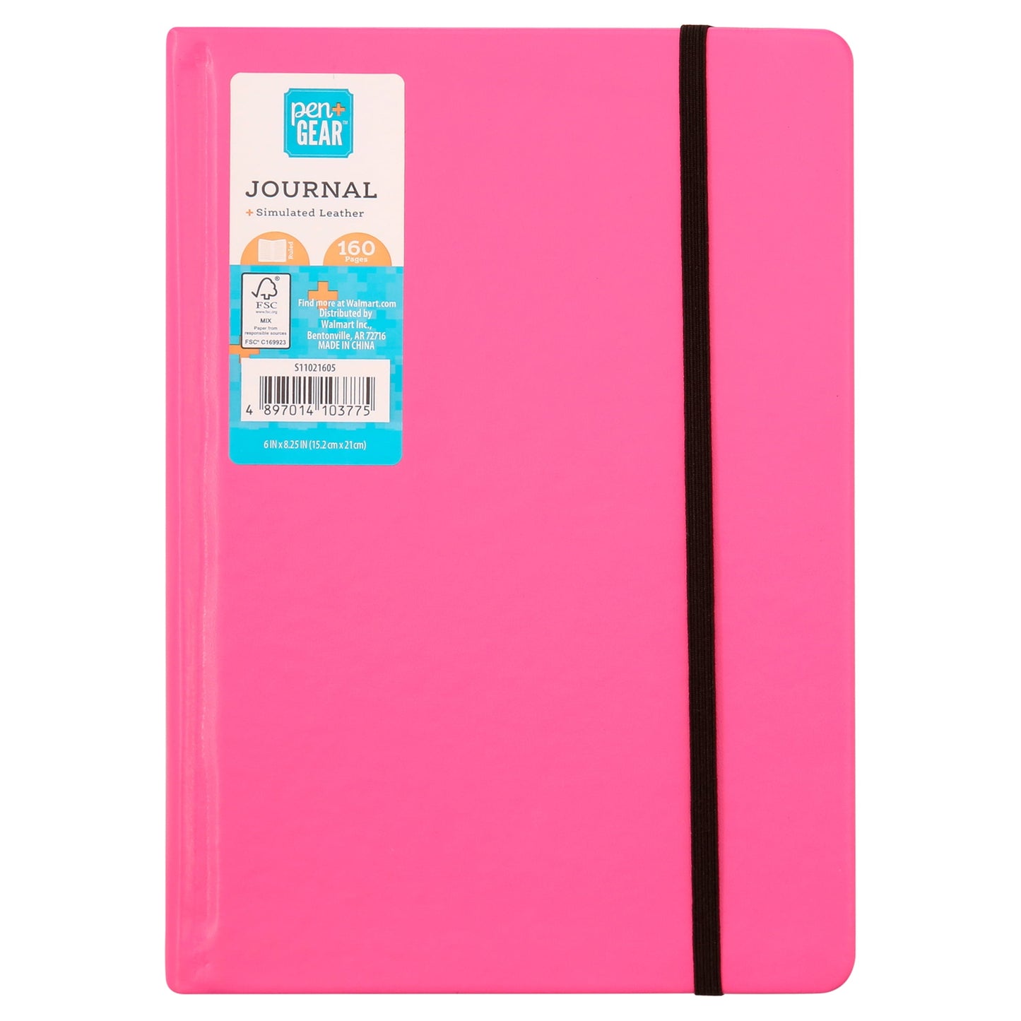 Neon Leatherette Journal, 160 Lined Paper Pages, Pink