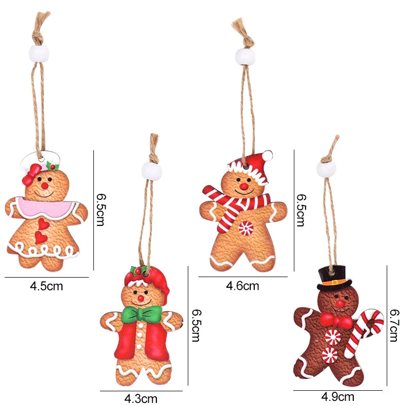 12Pcs Wooden Gingerbread Man Ornaments