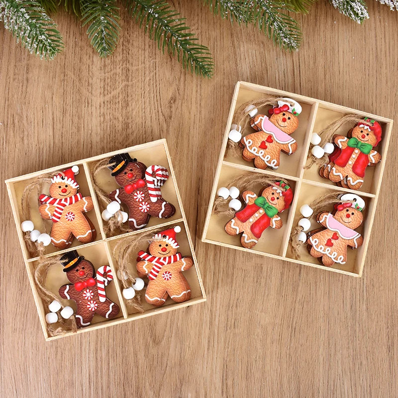 12Pcs Wooden Gingerbread Man Ornaments