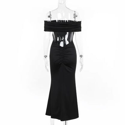 Robe longue sexy sans bretelles et dos nu, élégante