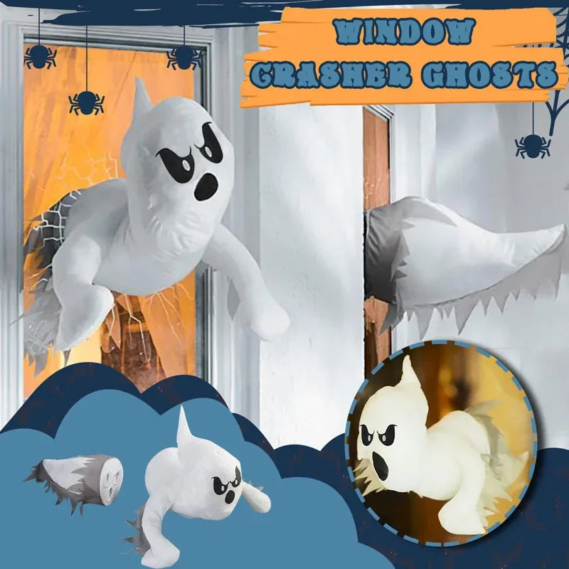 Halloween Cute Ghost Break The Window Deco