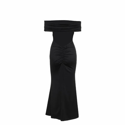 Robe longue sexy sans bretelles et dos nu, élégante