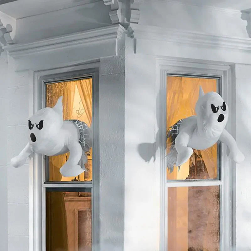 Halloween Cute Ghost Break The Window Deco