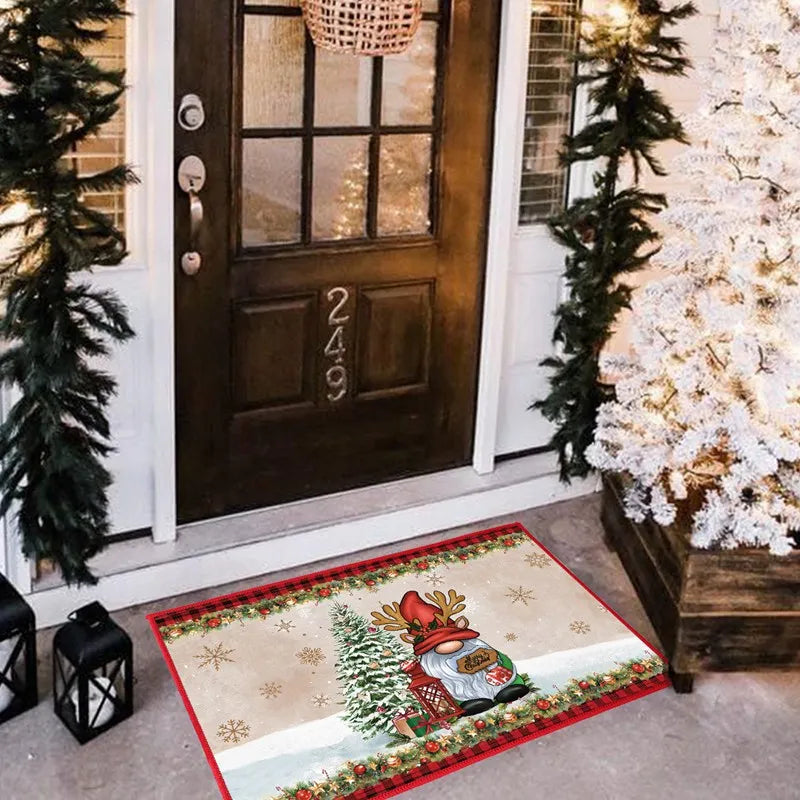 Christmas Snowman Santa Claus Floor Mat