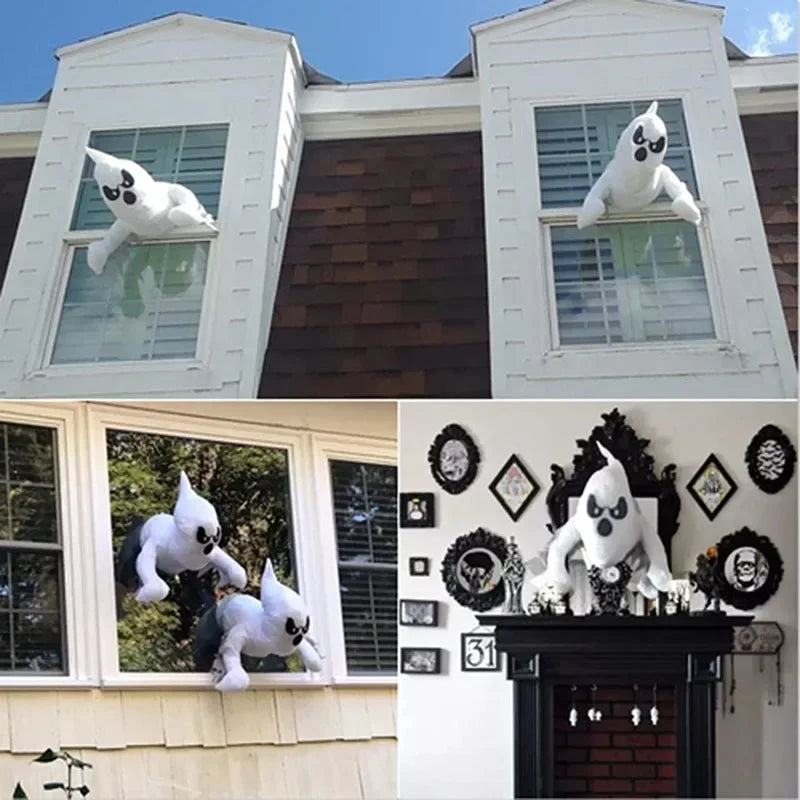 Halloween Cute Ghost Break The Window Deco