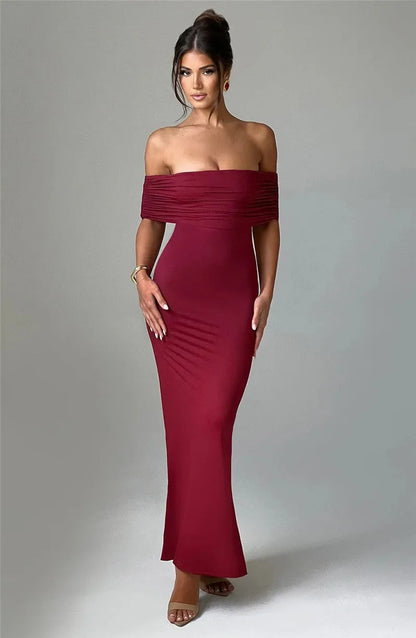 Robe longue sexy sans bretelles et dos nu, élégante