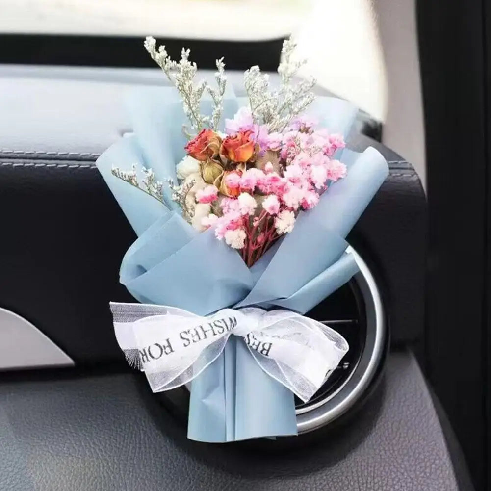 Car Air Outlet Dried Flowers Bouquet Aromatherapy Perfume Dispenser Lasting Fresh