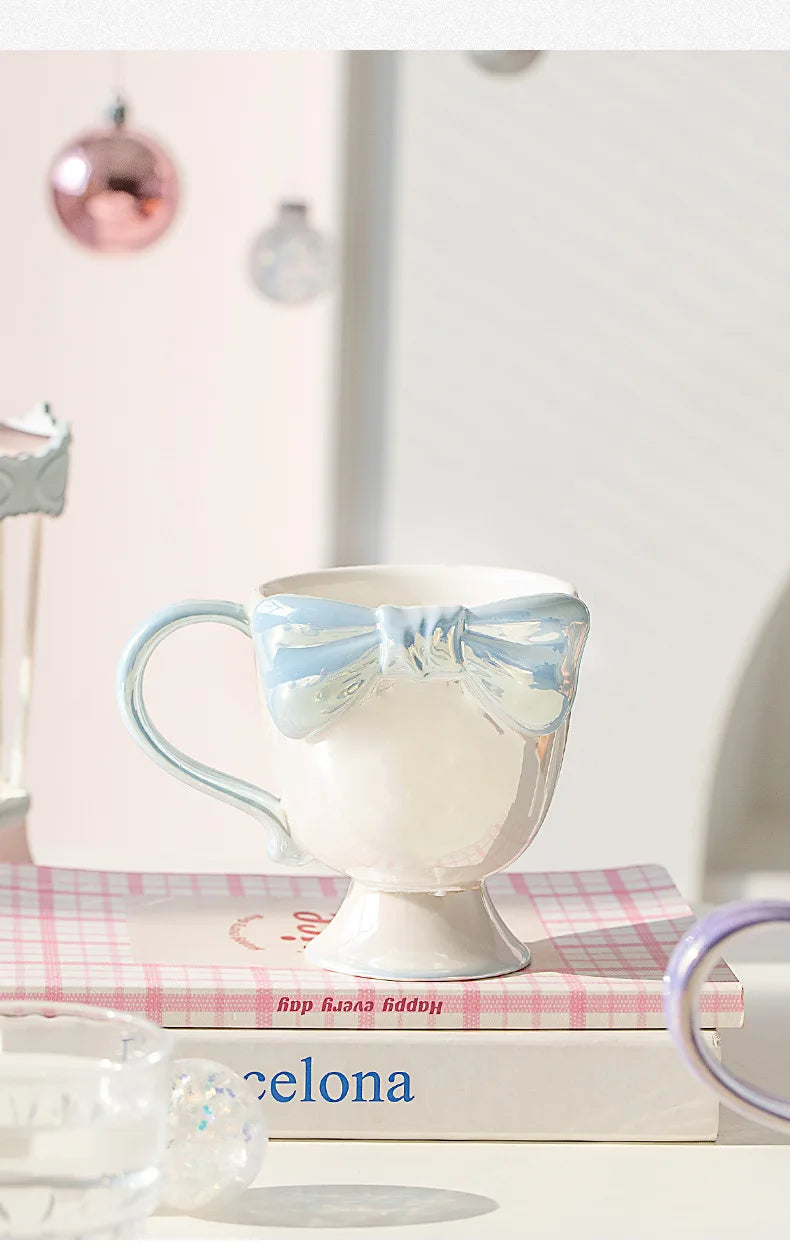 Creative and Exquisite Girl Heart Bow Ceramic Cup