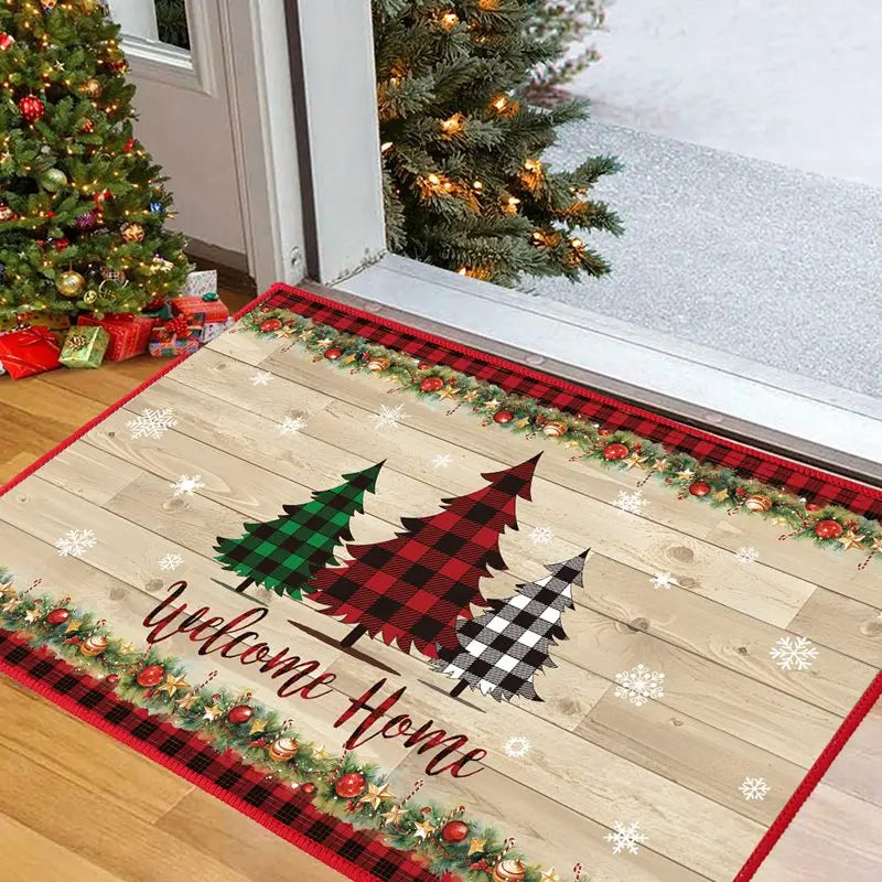 Christmas Snowman Santa Claus Floor Mat