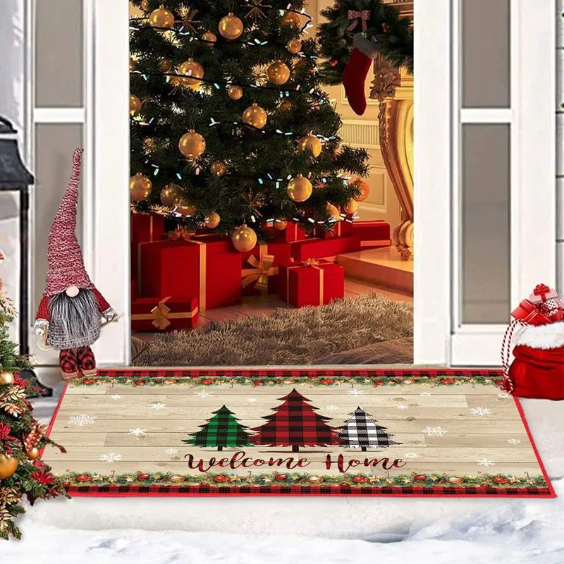 Christmas Snowman Santa Claus Floor Mat