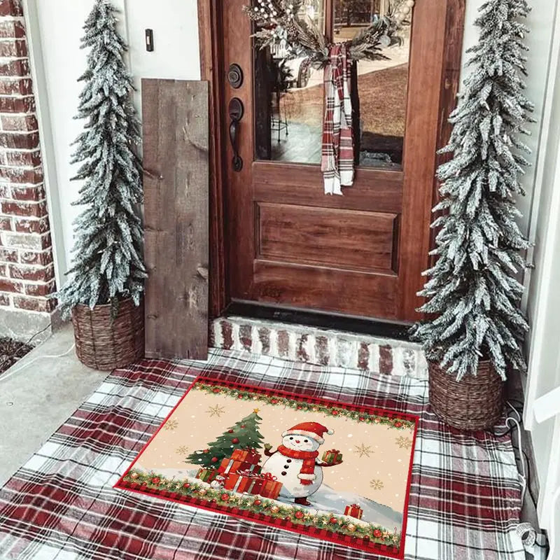 Christmas Snowman Santa Claus Floor Mat