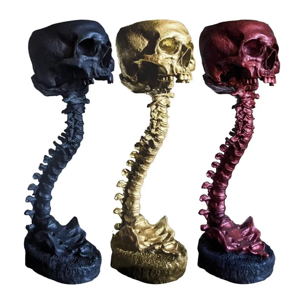 Skull Head Backbone Plant Planter Indoor Halloween Decor