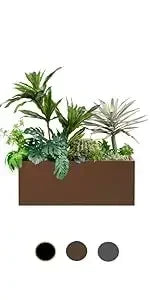 Metallic Heavy Tall Outdoor/Indoor Planter Box 14Lx14Wx30H Inches, ‎35 Pounds