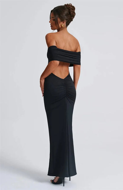 Robe longue sexy sans bretelles et dos nu, élégante