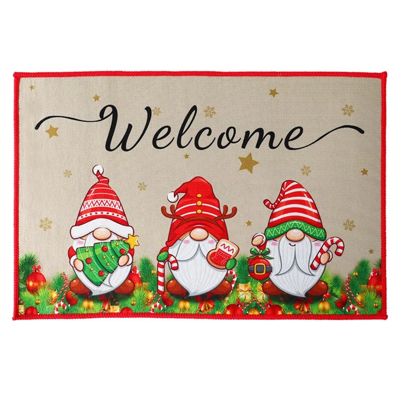 Christmas Snowman Santa Claus Floor Mat