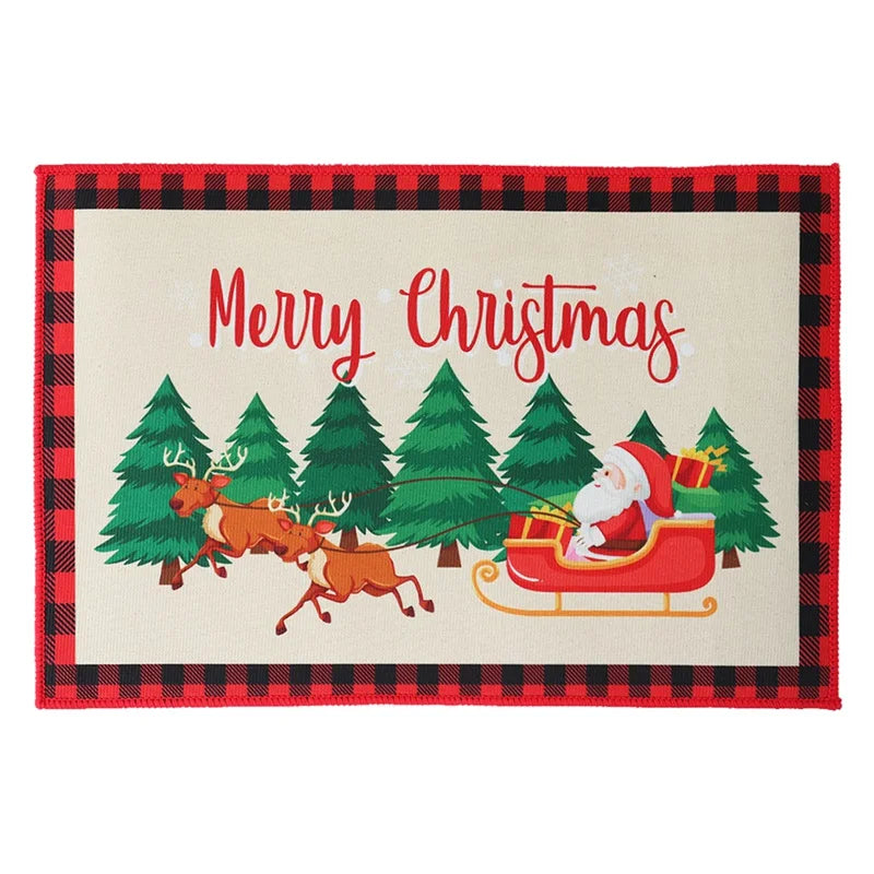 Christmas Snowman Santa Claus Floor Mat