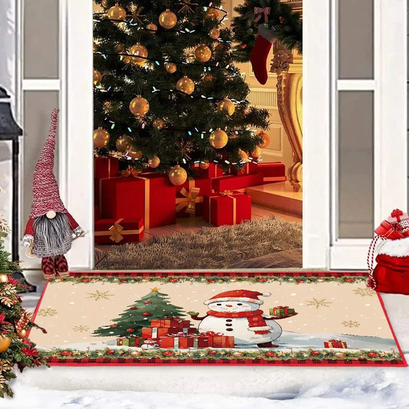 Christmas Snowman Santa Claus Floor Mat