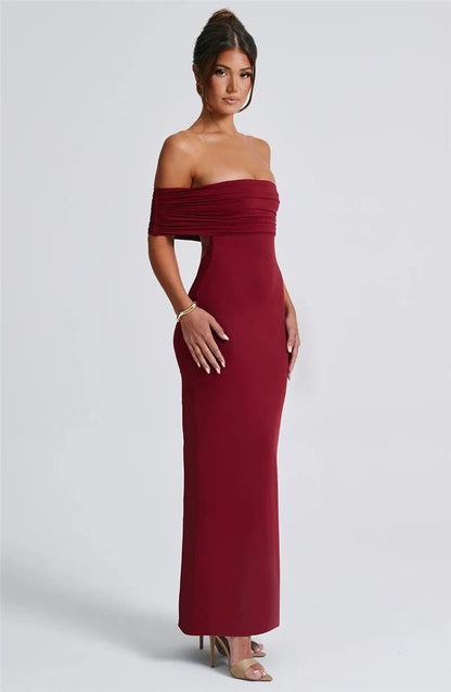 Robe longue sexy sans bretelles et dos nu, élégante