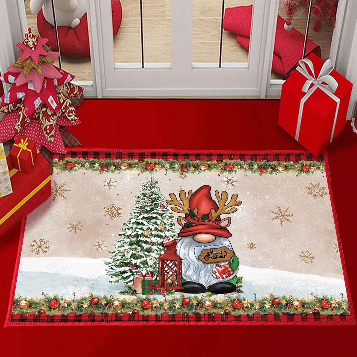 Christmas Snowman Santa Claus Floor Mat