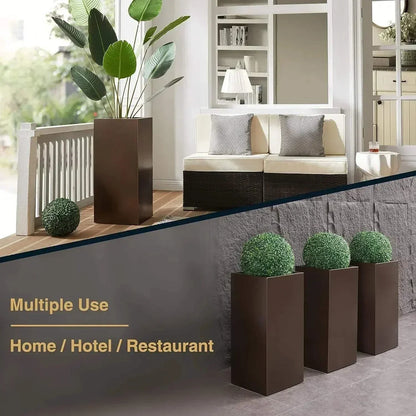 Metallic Heavy Tall Outdoor Indoor Planter Box
