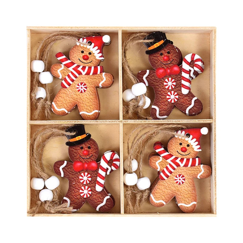 12Pcs Wooden Gingerbread Man Ornaments