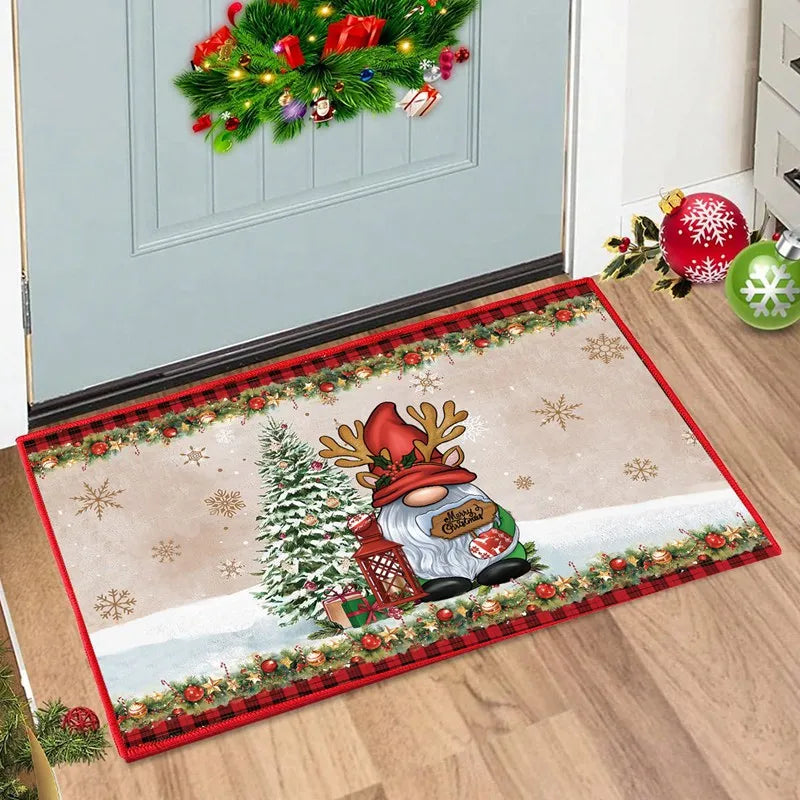 Christmas Snowman Santa Claus Floor Mat